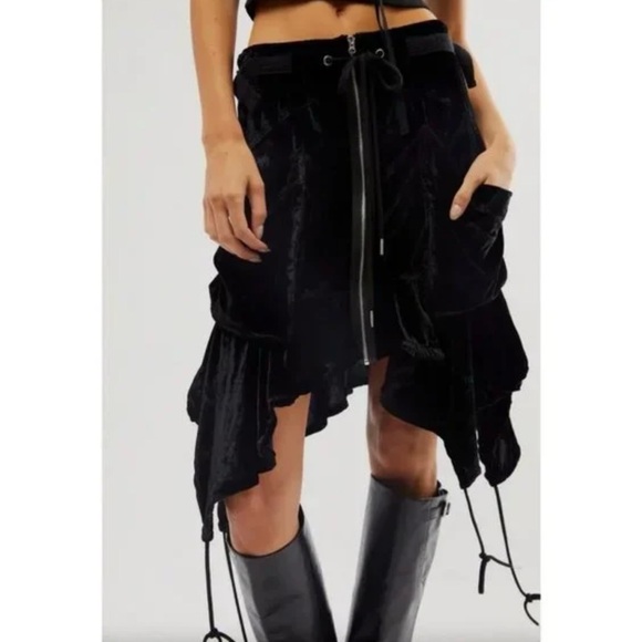 NWOT Free People Paxton Parachute Velvet Utility Skirt - Picture 1 of 6